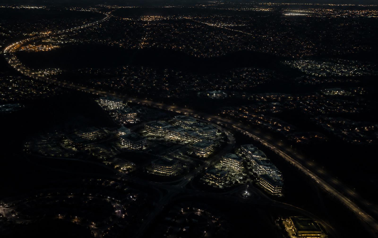 Aerial night view of Northern Virginia